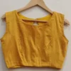Readymade Boat Neck Sleeveless Saree Blouse | Raw Silk Solid Crop Choli Tops - Image 3