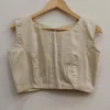 Readymade Boat Neck Sleeveless Saree Blouse | Raw Silk Solid Crop Choli Tops - Image 5