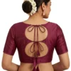Readymade Plain Silk Blouse with Dori Tie Back | Double Cutout Open Back Designer Saree Blouse