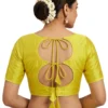 Readymade Plain Silk Blouse with Dori Tie Back | Double Cutout Open Back Designer Saree Blouse - Image 2
