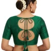 Readymade Plain Silk Blouse with Dori Tie Back | Double Cutout Open Back Designer Saree Blouse - Image 4