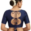 Readymade Plain Silk Blouse with Dori Tie Back | Double Cutout Open Back Designer Saree Blouse - Image 5