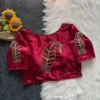 Readymade Pure Silk Saree Blouse with Zardosi Cutdana Handwork & Stretchable Side Elastic – Padded (Size 38-42) - Image 2