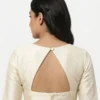 Readymade Raw Silk Blouse with Back Cut-Out – Solid Color Boat Neck Partywear Saree Choli
