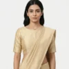 Readymade Raw Silk Blouse with Back Cut-Out – Solid Color Boat Neck Partywear Saree Choli - Image 2