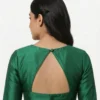 Readymade Raw Silk Blouse with Back Cut-Out – Solid Color Boat Neck Partywear Saree Choli - Image 3