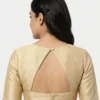 Readymade Raw Silk Blouse with Back Cut-Out – Solid Color Boat Neck Partywear Saree Choli - Image 4
