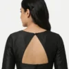 Readymade Raw Silk Blouse with Back Cut-Out – Solid Color Boat Neck Partywear Saree Choli - Image 6
