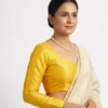 Readymade Raw Silk Blouse with Long Sleeves | Sweetheart Neck & Deep V-Back