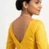 Readymade Raw Silk Blouse with Long Sleeves | Sweetheart Neck & Deep V-Back - Image 2