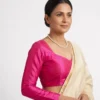 Readymade Raw Silk Blouse with Long Sleeves | Sweetheart Neck & Deep V-Back - Image 3