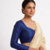 Readymade Raw Silk Blouse with Long Sleeves | Sweetheart Neck & Deep V-Back - Image 4