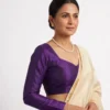 Readymade Raw Silk Blouse with Long Sleeves | Sweetheart Neck & Deep V-Back - Image 5