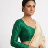 Readymade Raw Silk Blouse with Long Sleeves | Sweetheart Neck & Deep V-Back - Image 6