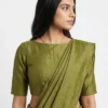 Readymade Raw Silk Saree Blouse with Keyhole Back Slit – Solid Color Boat Neck Partywear Blouse