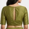 Readymade Raw Silk Saree Blouse with Keyhole Back Slit – Solid Color Boat Neck Partywear Blouse - Image 2