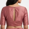 Readymade Raw Silk Saree Blouse with Keyhole Back Slit – Solid Color Boat Neck Partywear Blouse - Image 3