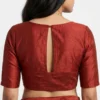 Readymade Raw Silk Saree Blouse with Keyhole Back Slit – Solid Color Boat Neck Partywear Blouse - Image 4