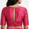 Readymade Raw Silk Saree Blouse with Keyhole Back Slit – Solid Color Boat Neck Partywear Blouse - Image 5