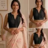 Readymade Sleeveless V-Neck Saree Blouse | Pure Cotton Silk Princess Cut Crop Top