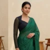 Readymade Sweetheart Collar Neck Saree Blouse with Full Net Sleeves & Sheer Illusion Back - Image 3