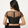 Readymade Sweetheart Illusion Neck Saree Blouse | Sheer Net Boat Neck with Back Hooks, Party Wear Padded Blouse - Image 2