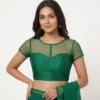 Readymade Sweetheart Illusion Neck Saree Blouse | Sheer Net Boat Neck with Back Hooks, Party Wear Padded Blouse - Image 3