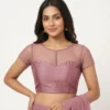 Readymade Sweetheart Illusion Neck Saree Blouse | Sheer Net Boat Neck with Back Hooks, Party Wear Padded Blouse - Image 5