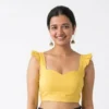 Readymade Sweetheart Neck Saree Blouse with Ruffle Sleeves & Back Zipper (Padded Crop Top) - Image 5