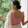 Readymade Sweetheart Neck Saree Blouse with Ruffle Sleeves & Back Zipper (Padded Crop Top) - Image 7