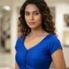Readymade Velvet Saree Blouse | Cap Sleeve Deep V-Neck Front Hook Choli Top - Image 5
