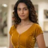 Readymade Velvet Saree Blouse | Cap Sleeve Deep V-Neck Front Hook Choli Top - Image 8