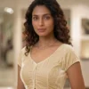 Readymade Velvet Saree Blouse | Cap Sleeve Deep V-Neck Front Hook Choli Top - Image 9