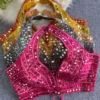 Real Mirror Work South Silk Halter Neck Blouse with Gota Patti & Back Tie-Up Dori - Image 10
