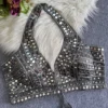 Real Mirror Work South Silk Halter Neck Blouse with Gota Patti & Back Tie-Up Dori - Image 2