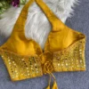 Real Mirror Work South Silk Halter Neck Blouse with Gota Patti & Back Tie-Up Dori - Image 4