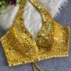 Real Mirror Work South Silk Halter Neck Blouse with Gota Patti & Back Tie-Up Dori - Image 5