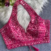 Real Mirror Work South Silk Halter Neck Blouse with Gota Patti & Back Tie-Up Dori - Image 6