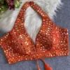 Real Mirror Work South Silk Halter Neck Blouse with Gota Patti & Back Tie-Up Dori - Image 9