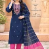 Riddhi Premium Roman Silk Yoke Work Kurti Pant Set with Dupatta | Festive Straight Suit Set for Women - Image 9