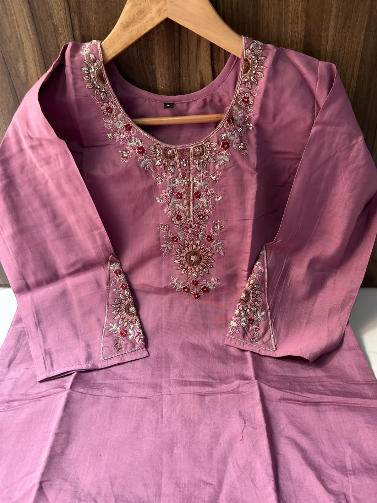Roman Chanderi Silk Embroidered Kurti Set with Pocket Plazo & Cutwork Dupatta – 3-Piece Festive Ethnic Suit - Image 7