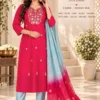 Roman Silk Embroidered Kurta Pant Set with Chanderi Tie-Dye Dupatta - Image 11