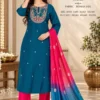 Roman Silk Embroidered Kurta Pant Set with Chanderi Tie-Dye Dupatta - Image 2
