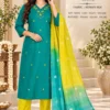 Roman Silk Embroidered Kurta Pant Set with Chanderi Tie-Dye Dupatta - Image 4