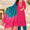 Roman Silk Embroidered Kurta Pant Set with Chanderi Tie-Dye Dupatta - Image 7