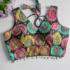 Sabyasachi-Style Apple Cut Neck Gajji Silk Ready to Wear Blouse with Cowrie Shell Latkans - Image 4