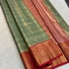 Semi Pattu Tissue Silk Saree with Rich Contrast Zari Pallu - Image 15