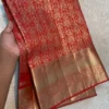 Semi Resham Silk Pattu Saree with Heavy Zari Border & Self Blouse - Image 5