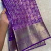 Semi Resham Silk Pattu Saree with Heavy Zari Border & Self Blouse - Image 7
