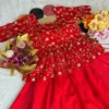 Sequins Embroidered Peplum Lehenga Choli in Space Silk | Fully Stitched Festive Flared Lehenga Set - Image 13